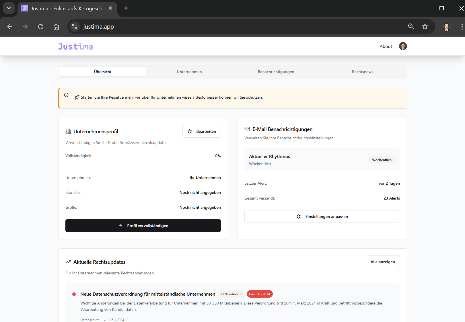 Justima App Screenshot