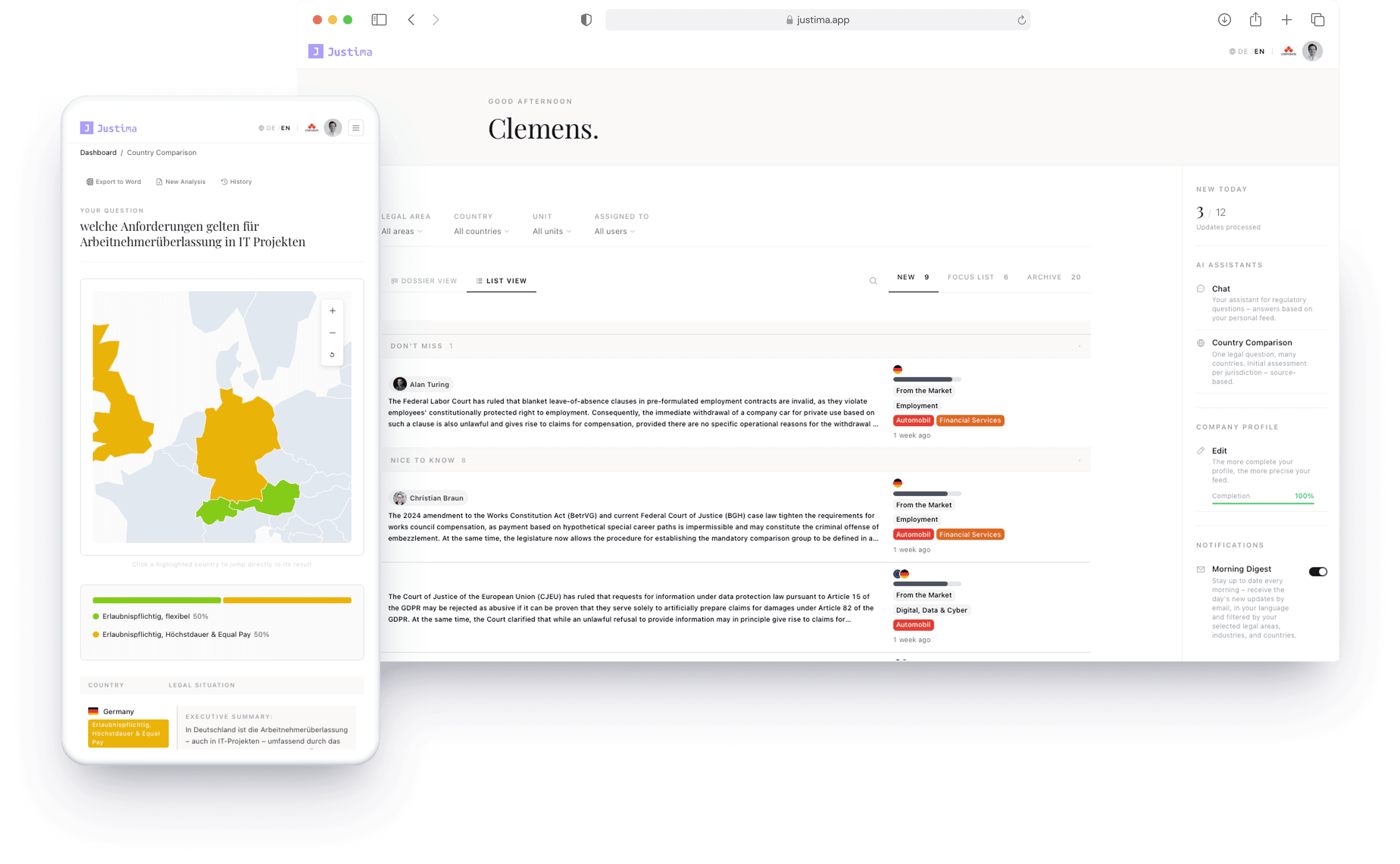 Justima App Screenshot