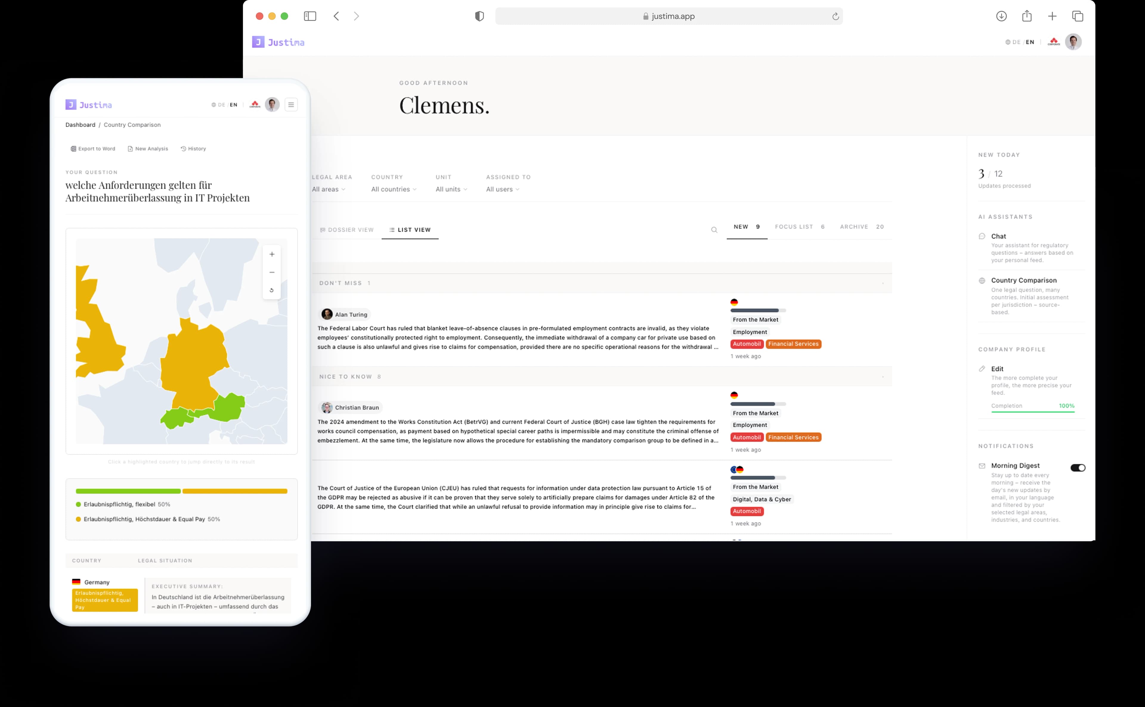 Justima App Screenshot
